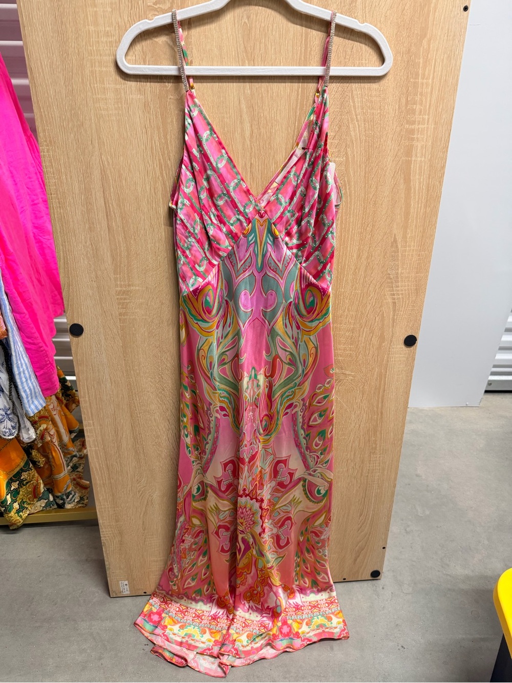 Camilla Pink Multicolor Printed Maxi Slip Dress